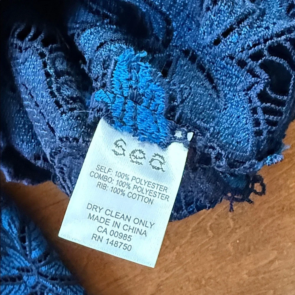 Sea New York Navy & Bright Blue Floral Crochet Sweater